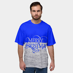 Футболка оверсайз мужская Merry Christmas синий, цвет: 3D-принт — фото 2