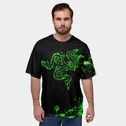 Футболка оверсайз мужская Razer брызги, цвет: 3D-принт — фото 2