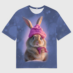 Футболка оверсайз мужская Ушастик в вязаной шапочке, цвет: 3D-принт