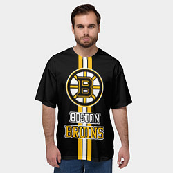 Футболка оверсайз мужская Бостон Брюинз - НХЛ, цвет: 3D-принт — фото 2
