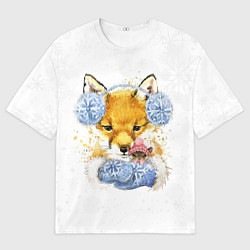 Футболка оверсайз мужская Лисичка с мышкой, цвет: 3D-принт