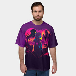 Футболка оверсайз мужская Сердце в стиле Киберпанк, цвет: 3D-принт — фото 2