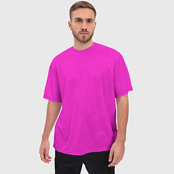 Футболка оверсайз мужская Розовый фуксиевый текстурированный, цвет: 3D-принт — фото 2