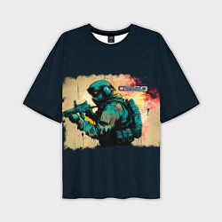 Футболка оверсайз мужская Counter Strike street art, цвет: 3D-принт