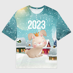 Футболка оверсайз мужская Новый год 2023 милая зайка, цвет: 3D-принт