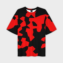 Футболка оверсайз мужская Черно-красный авторский арт, цвет: 3D-принт