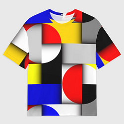 Футболка оверсайз мужская Оптическая иллюзия из кругов, прямоугольников и фи, цвет: 3D-принт