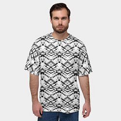 Футболка оверсайз мужская Черно белый геометрический узор, цвет: 3D-принт — фото 2