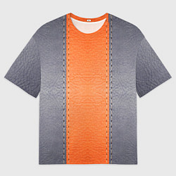 Мужская футболка оверсайз Кожа серая оранжевая