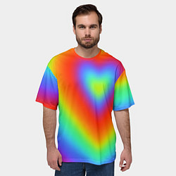Футболка оверсайз мужская Сердце - радужный градиент, цвет: 3D-принт — фото 2