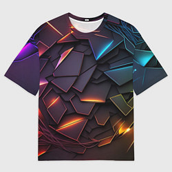Мужская футболка оверсайз Яркие неоновые объекты