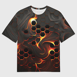 Футболка оверсайз мужская Огненная сетка, цвет: 3D-принт