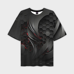 Футболка оверсайз мужская Черные абстрактные плиты, цвет: 3D-принт