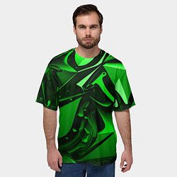 Футболка оверсайз мужская Зеленые объемные объекты, цвет: 3D-принт — фото 2