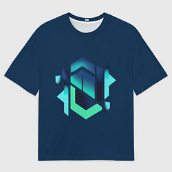 Футболка оверсайз мужская Сине-зеленая геометрическая абстракция, цвет: 3D-принт