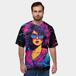 Футболка оверсайз мужская Lady - retrowave style, цвет: 3D-принт — фото 2