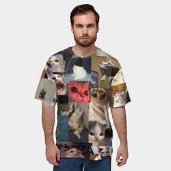 Футболка оверсайз мужская Мемные котики, цвет: 3D-принт — фото 2