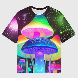 Футболка оверсайз мужская Волшебные светящиеся грибы и звезды, цвет: 3D-принт