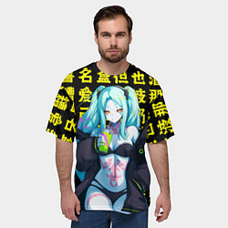 Футболка оверсайз мужская Ребекка - аниме Киберпанк, цвет: 3D-принт — фото 2