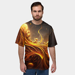 Футболка оверсайз мужская Желтые абстрактные узоры, цвет: 3D-принт — фото 2