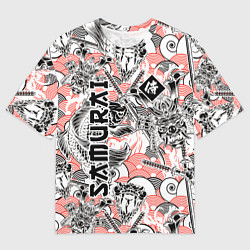 Мужская футболка оверсайз Самурай татуировки