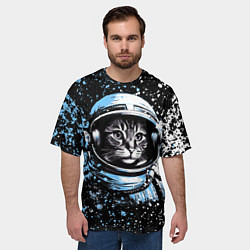 Футболка оверсайз мужская Кошак в скафандре, цвет: 3D-принт — фото 2