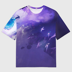 Футболка оверсайз мужская Фиолетовый необъятный космос, цвет: 3D-принт
