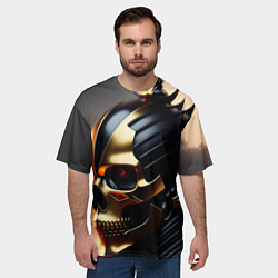 Футболка оверсайз мужская Череп самурая в маске, цвет: 3D-принт — фото 2