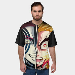 Футболка оверсайз мужская Аказа и Ренгоку - клинок, цвет: 3D-принт — фото 2