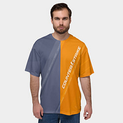 Футболка оверсайз мужская Counter Strike 2 Blue Orange Pattern, цвет: 3D-принт — фото 2