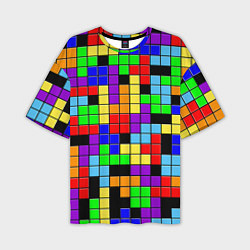 Мужская футболка оверсайз Тетрис цветные блоки
