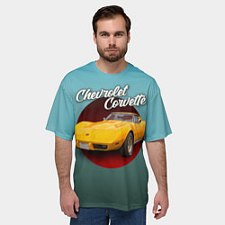 Футболка оверсайз мужская Классический спорткар Chevrolet Corvette Stingray, цвет: 3D-принт — фото 2