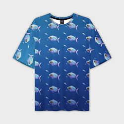 Мужская футболка оверсайз Subnautica паттерн с рыбками
