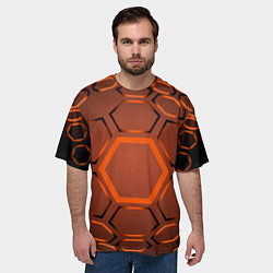 Футболка оверсайз мужская Оранжевая техноброня, цвет: 3D-принт — фото 2