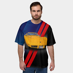 Футболка оверсайз мужская Классический спорткар Chevrolet Corvette Stingray, цвет: 3D-принт — фото 2