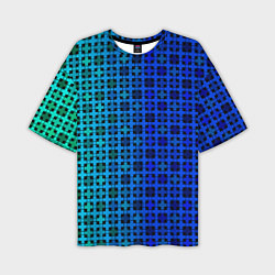 Мужская футболка оверсайз Сине-зеленый геометрический узор