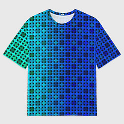 Футболка оверсайз мужская Сине-зеленый геометрический узор, цвет: 3D-принт