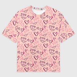 Футболка оверсайз мужская I love you паттерн, цвет: 3D-принт