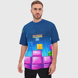 Футболка оверсайз мужская Падающие кубики Тетрис, цвет: 3D-принт — фото 2