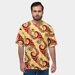 Футболка оверсайз мужская Винтажный растительный орнамент, цвет: 3D-принт — фото 2