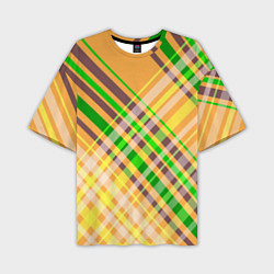 Мужская футболка оверсайз Желто-зеленый геометрический ассиметричный узор