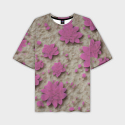 Мужская футболка оверсайз Розовые цветы объемные