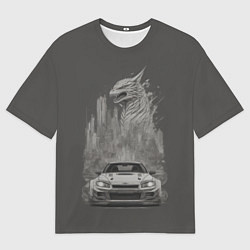 Футболка оверсайз мужская Godzilla car, цвет: 3D-принт
