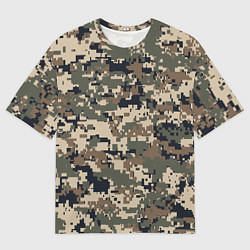 Футболка оверсайз мужская Коричнево - черный камуфляж, цвет: 3D-принт
