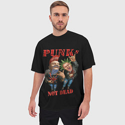Футболка оверсайз мужская Punks Not Dead - панки хой, цвет: 3D-принт — фото 2