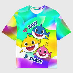 Футболка оверсайз мужская Baby Shark Brooklyn and friends, цвет: 3D-принт