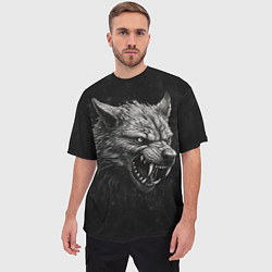 Футболка оверсайз мужская Волк - grunge style, цвет: 3D-принт — фото 2