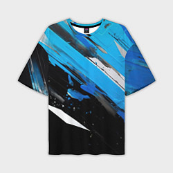 Футболка оверсайз мужская Black blue white, цвет: 3D-принт