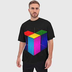 Футболка оверсайз мужская Многосторонний цветной куб, цвет: 3D-принт — фото 2