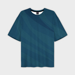 Мужская футболка оверсайз Сине-зеленый плавные полосы